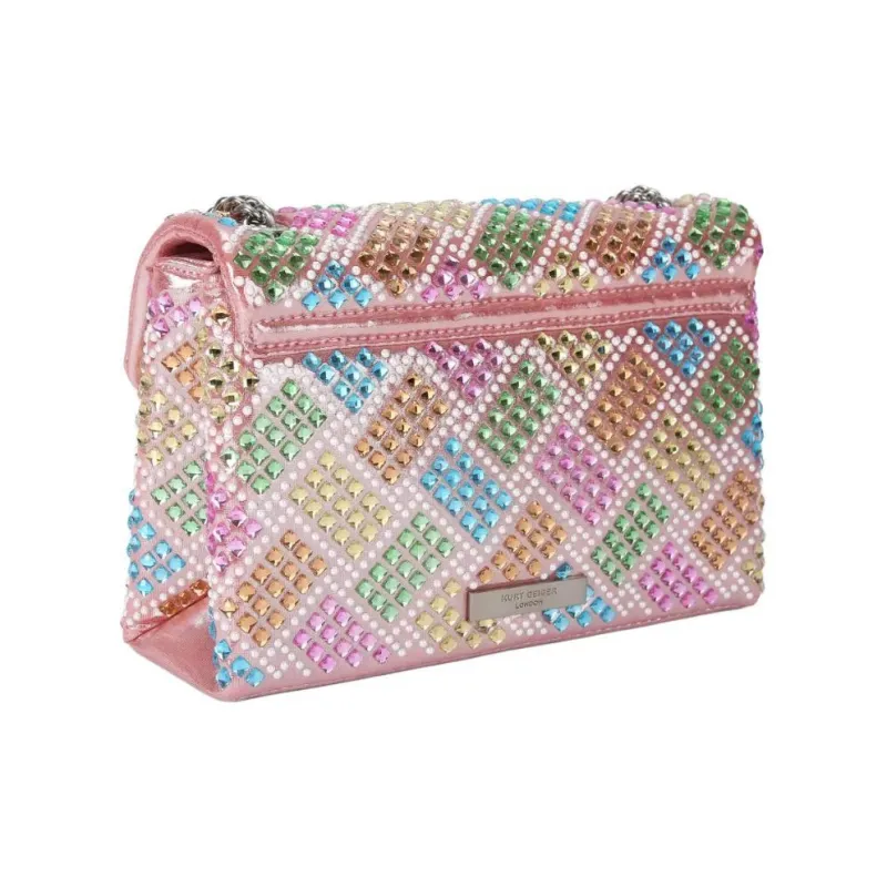 Kurt Geiger London Crystal Fabric Shoulder Bag Crossbody Bag Medium Size Women's Bronze-3