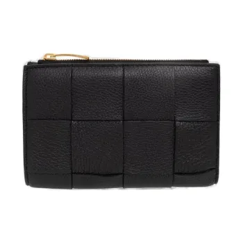 Bottega Veneta Lambskin Patch Calfskin Wallet Men's Black