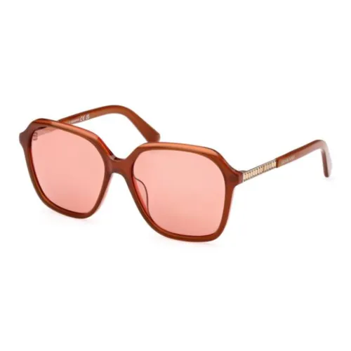 Swarovski Plastic Irregular Shape Sunglasses Women's Brown