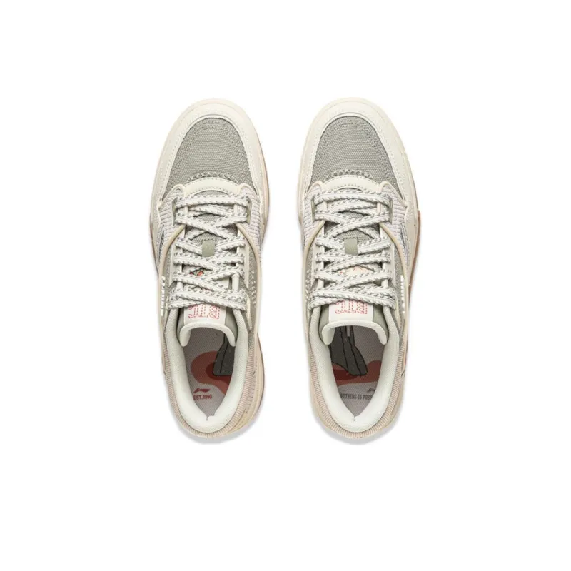 LINING 001 BTC Skateboard Shoes Men Low Top Pearl White/Dry Grass Gray-3