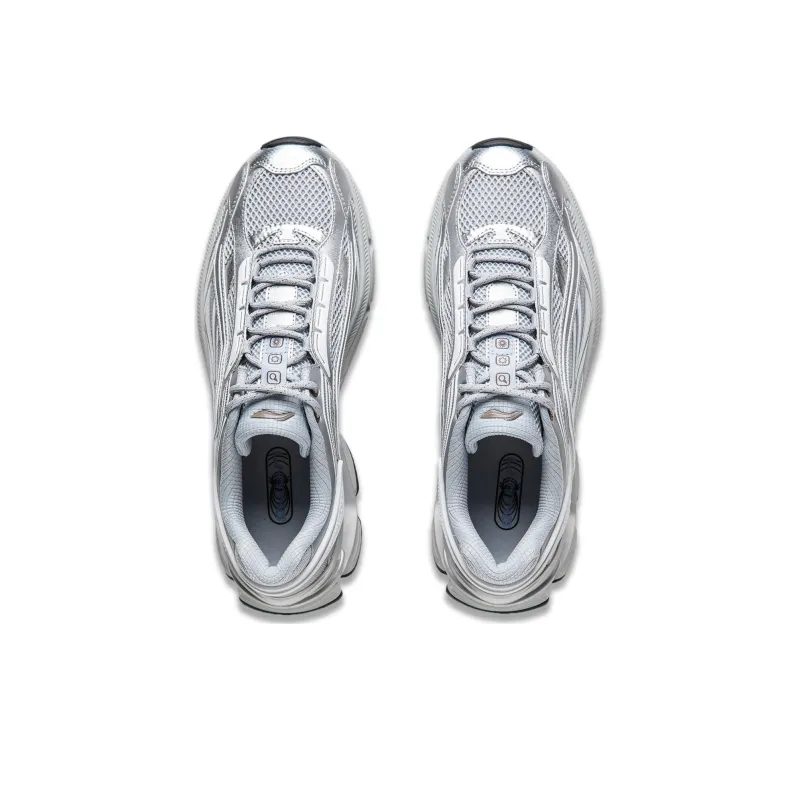 LiNing Slip Resistant Abrasion Resistant Supportive And Resilient Low Top Casual Running Shoes Men's Silver-3