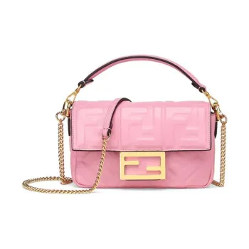FENDI Baguette Nappa Leather Baguette Bag Handbag Shoulder Bag Crossbody Bag Mini Women's Cherry Blossom Pink