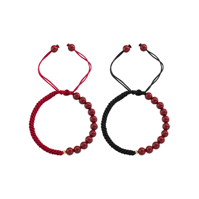 MIDNIGHT MOMENT Reconstructed Cinnabar Jade Bracelets Unisex-3