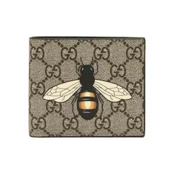 GUCCI Canvas With Leather Wallet Men's Ebony
