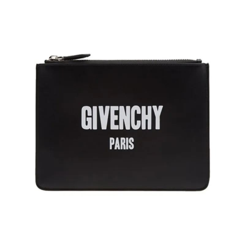 Givenchy Cow Leather Zip Coin Purse, Clutch Trumpets Men's Black-0