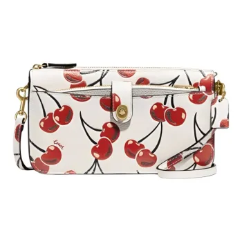 COACH NOA Leather Messenger Bag Shoulder Bag Crossbody Bag Small Size Women's White