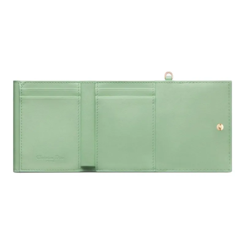DIOR Lady Dior Calfskin Wallet Women's Green-4