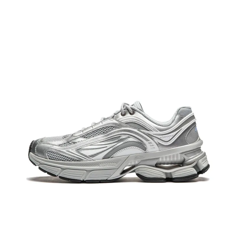 LiNing Slip Resistant Abrasion Resistant Supportive And Resilient Low Top Casual Running Shoes Men's Silver-0