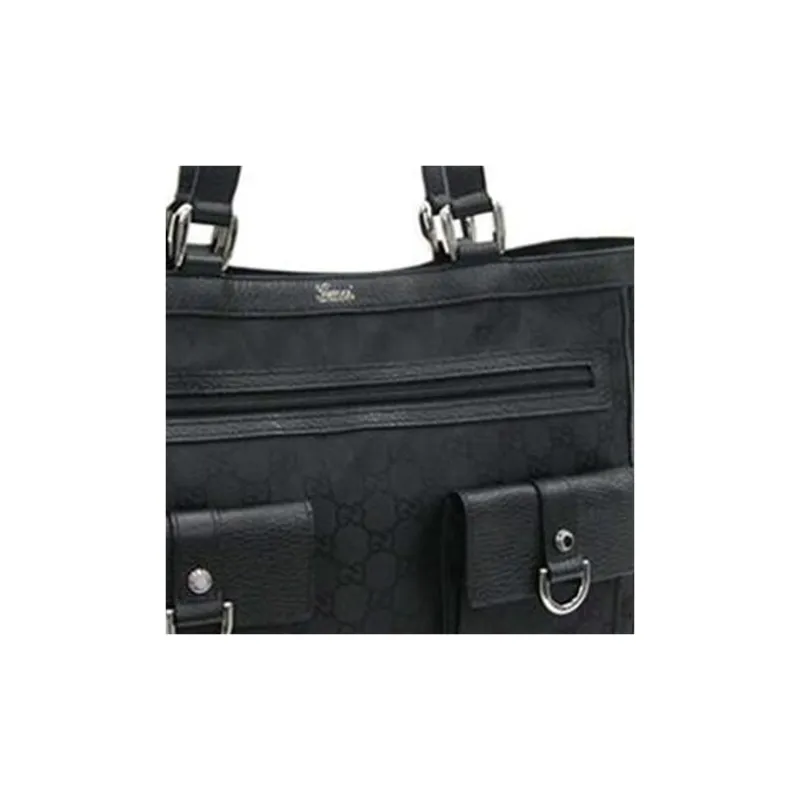 GUCCI Nylon Tote Bag Shopping Bag Shoulder Bag Handbag Unisex Black-1