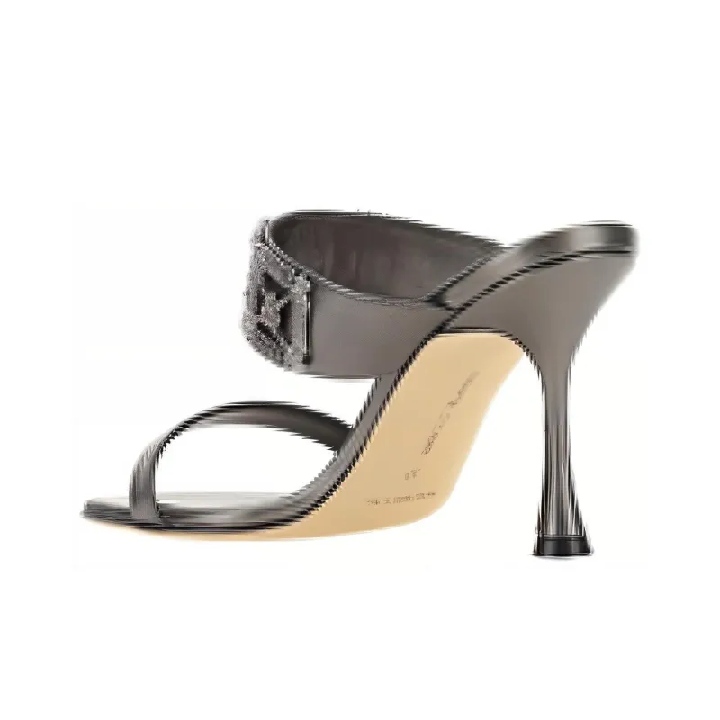 MANOLO BLAHNIK Slide Slippers Women's Gray-3