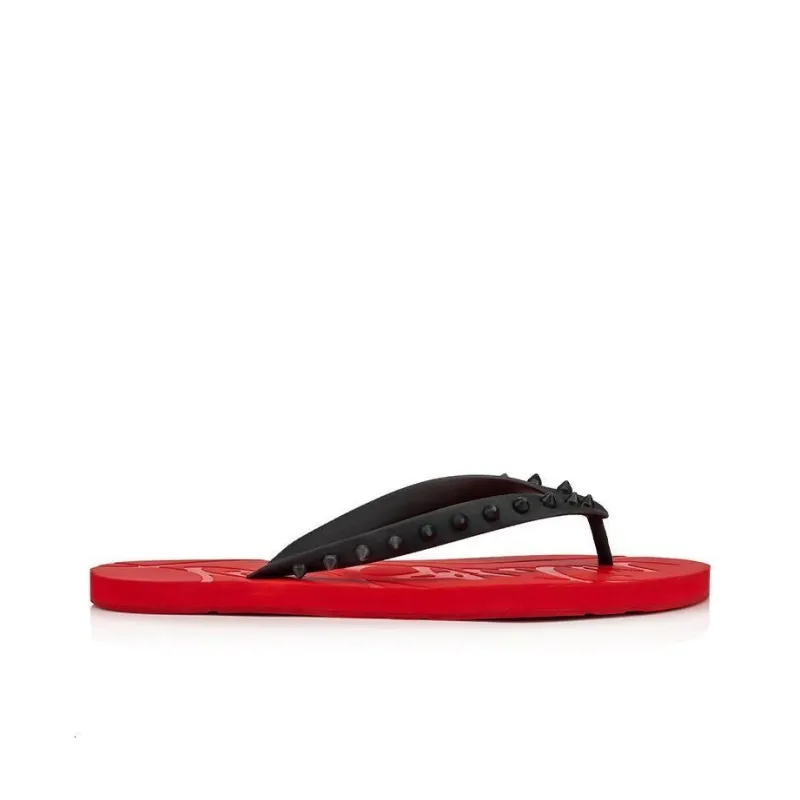 CL LUBOTING Odor Resistant Flip Flops Men's Black Red-1