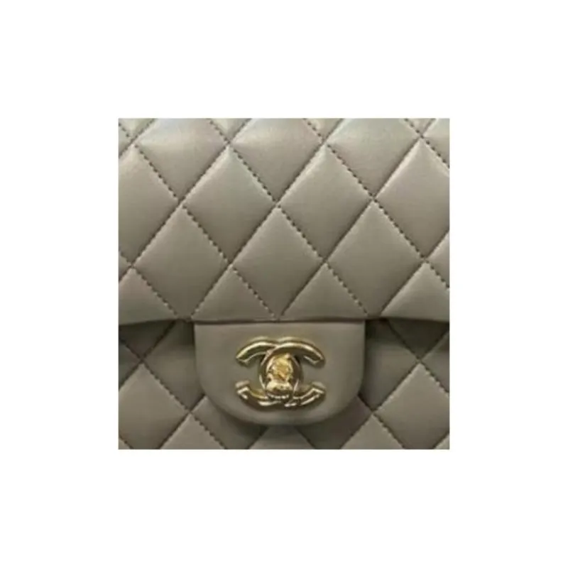 CHANEL Classic Flap CF Lambskin Portable Crossbody Bag, Shoulder Bag Trumpets Women's Gray-3
