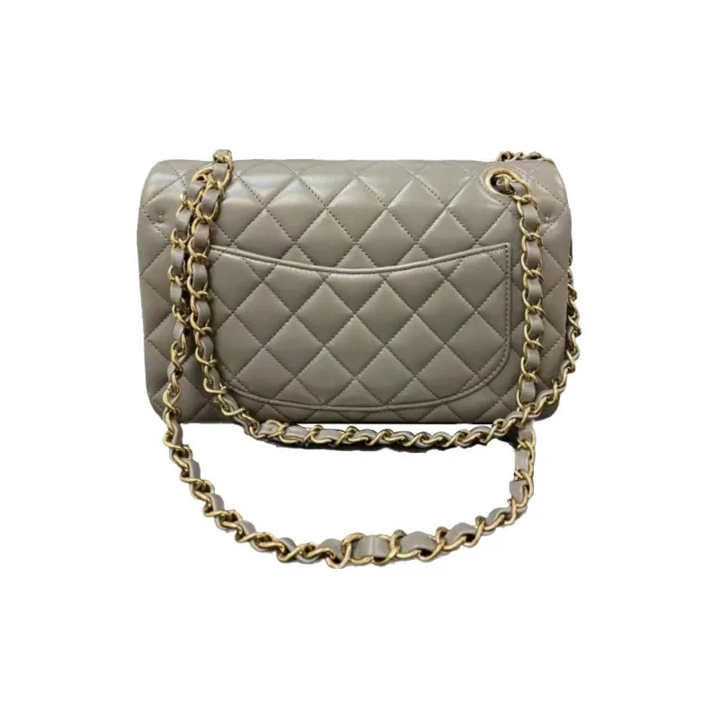 CHANEL Classic Flap CF Lambskin Portable Crossbody Bag, Shoulder Bag Trumpets Women's Gray-2