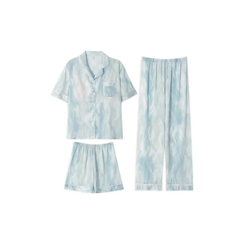O'MESIK Pajama Set Women's Tie-Dye Blue-0