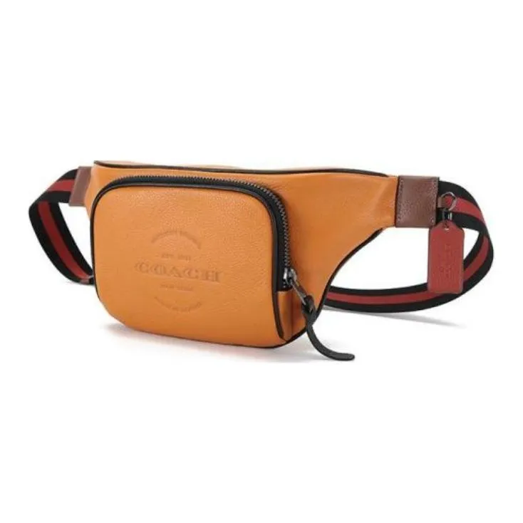 COACH Thompson Cow Leather Sling Bag, Fanny Pack Medium Size Unisex Candy Color Orange-3