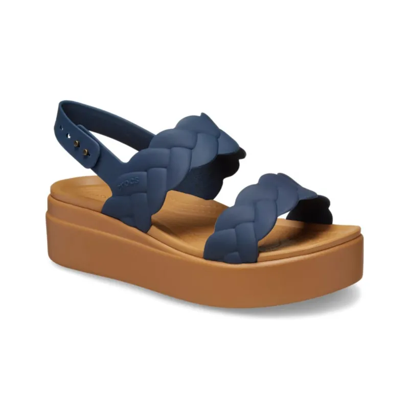 Crocs Brooklyn Woven Wedge Sandals 'Blue Brown' Women's-1