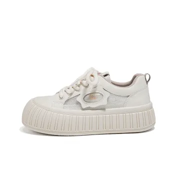 PAUL FRANK Abrasion Resistant Low Top Skateboard Shoes Women's Beige Khaki