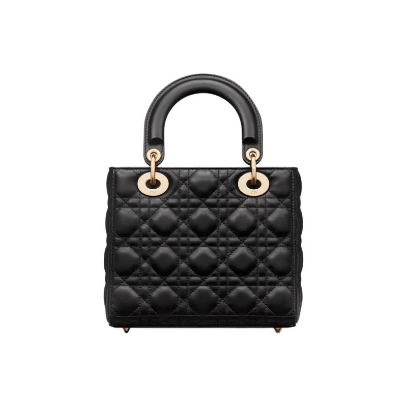 DIOR Lady Dior Wicker Lambskin Shoulder Bag Crossbody Bag Handbag Small Size Women's Black-2
