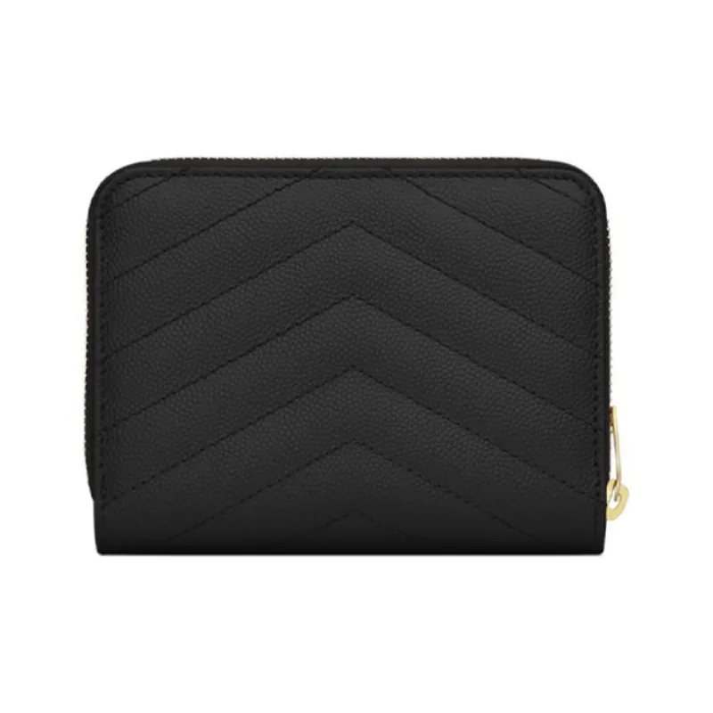 SAINT LAURENT Monogram Cow Leather Wallet Women's Black-1