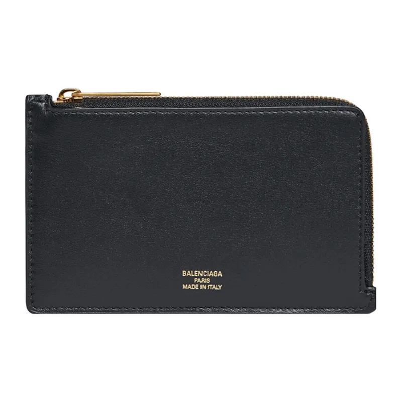 Balenciaga Calfskin Coin Purses Card Holders Regular Women's Black-0