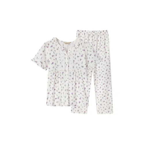 AUTUMNDEER Pajama Set Women's Milk White Lid