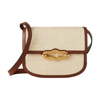 Mulberry Raffia Blended With Viscose And Cotton Shoulder Bag Crossbody Bag Small Size Women's Ecru & Bright Umber