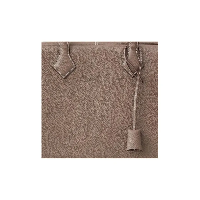 HERMES Taurillon Clemence Leather Handbag Regular Unisex Rosewood Wood Color-3