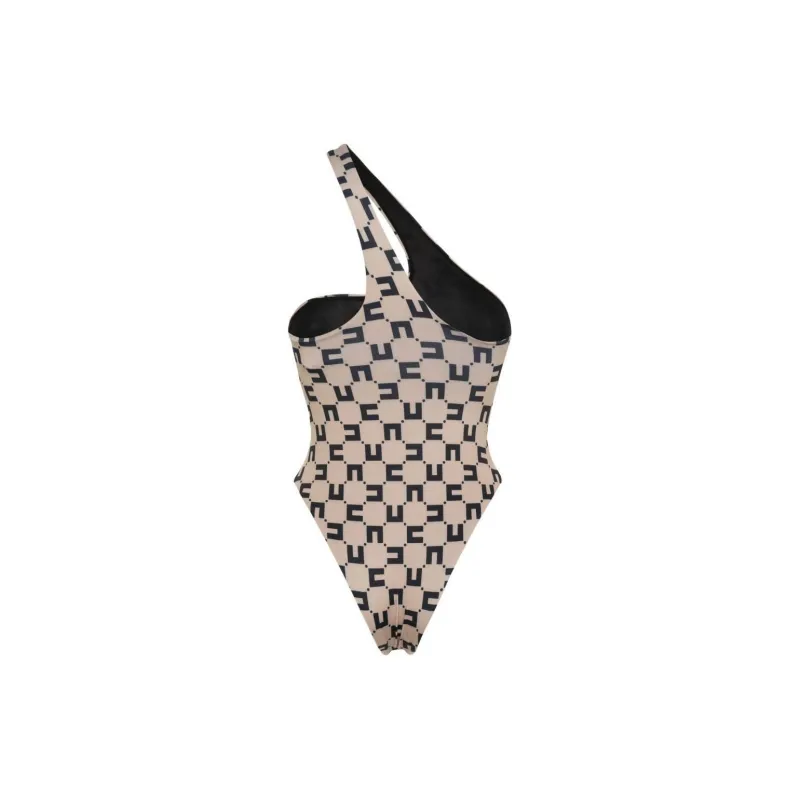 Elisabetta Franchi Logo Printed One Shoulder Swimsuit-1