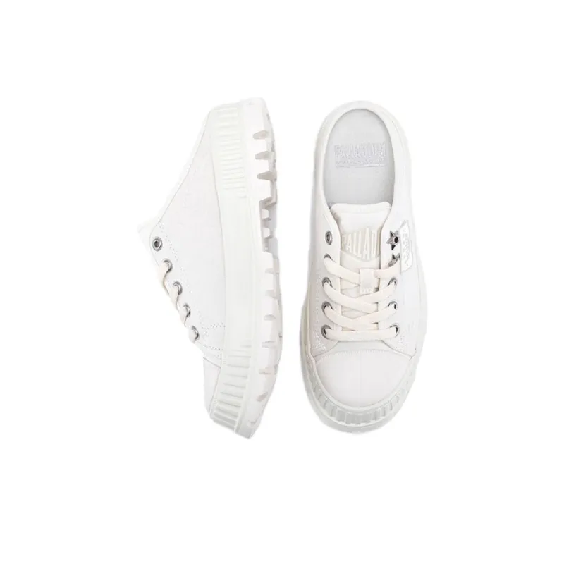 Palladium Anti Slip Wear Resistant Breathable Height Increasing Low Top Canvas Shoes Women's Star White Ivory-3