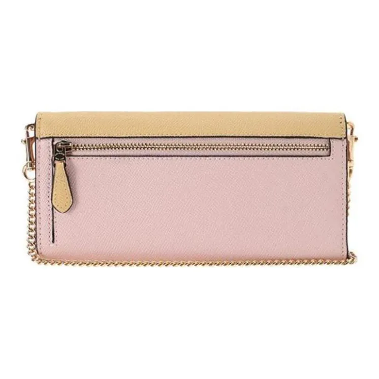 COACH Envelope Leather Wallet, Shoulder Bag, Crossbody Bag Trumpets Women's Vanilla Yellow & Green-1