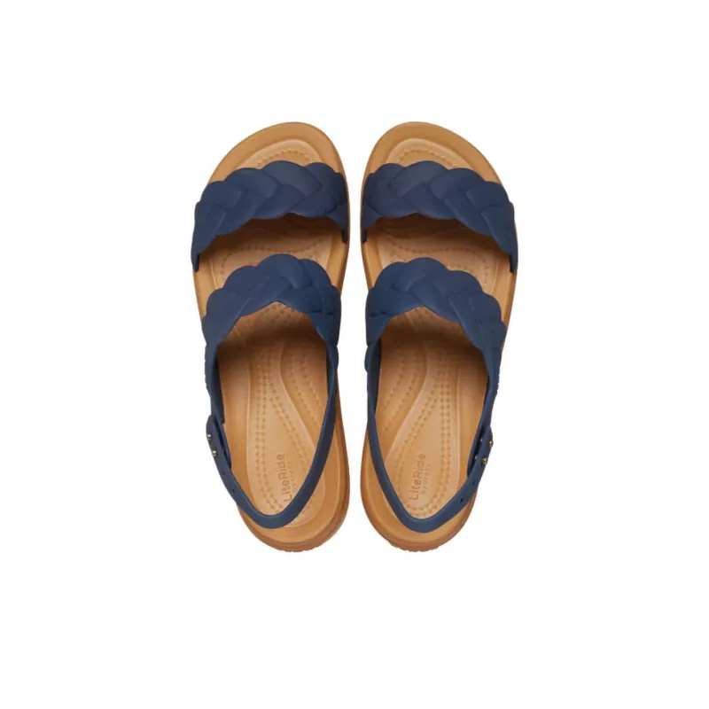 Crocs Brooklyn Woven Wedge Sandals 'Blue Brown' Women's-3