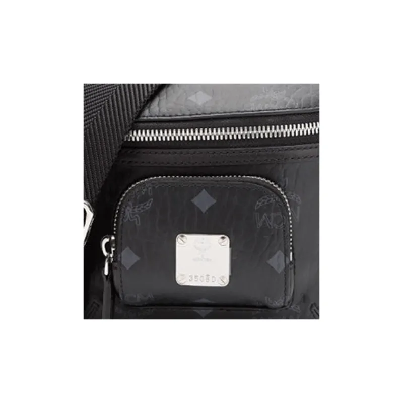 MCM Klassik Visetos Leather Shoulder Bag, Crossbody Bag Small Size Women's Black-3