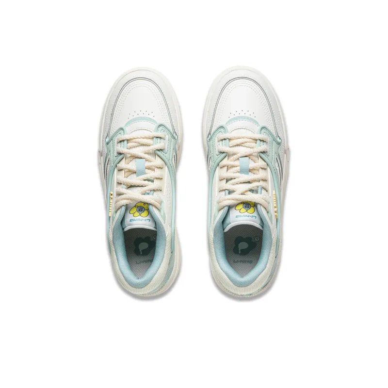 LINING 001 BTC Skateboard Shoes Women's Low Top Ivory/Light Moss Green-3
