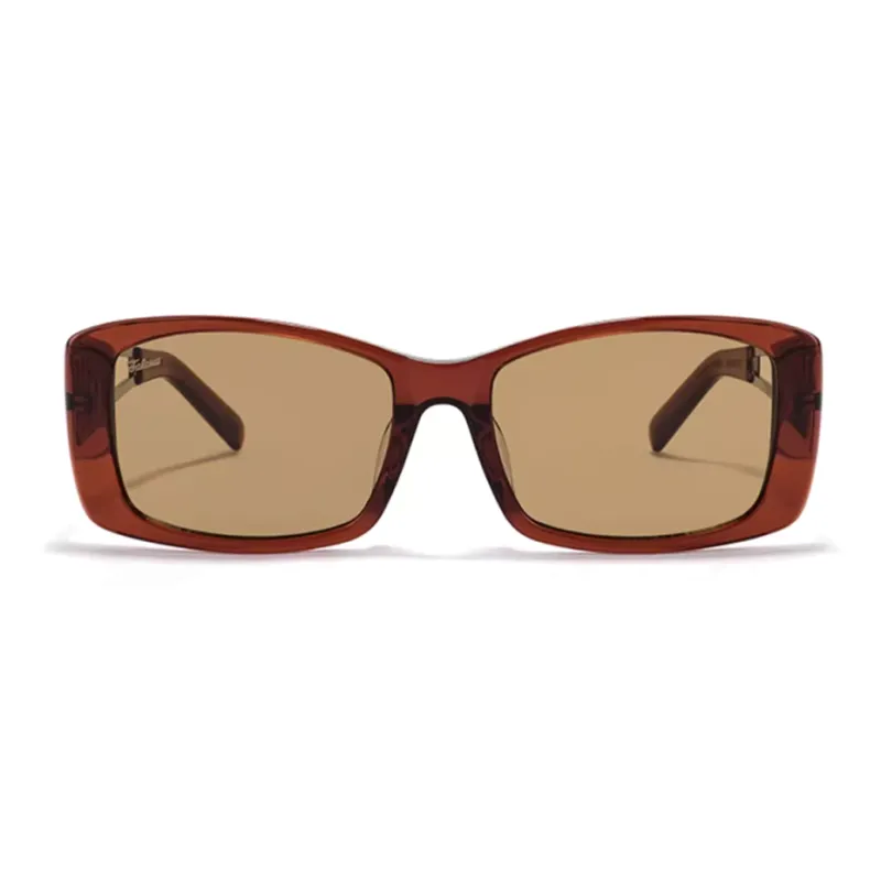 Fakeme Plate Frame Β Titanium Square Sunglasses Unisex Red-1