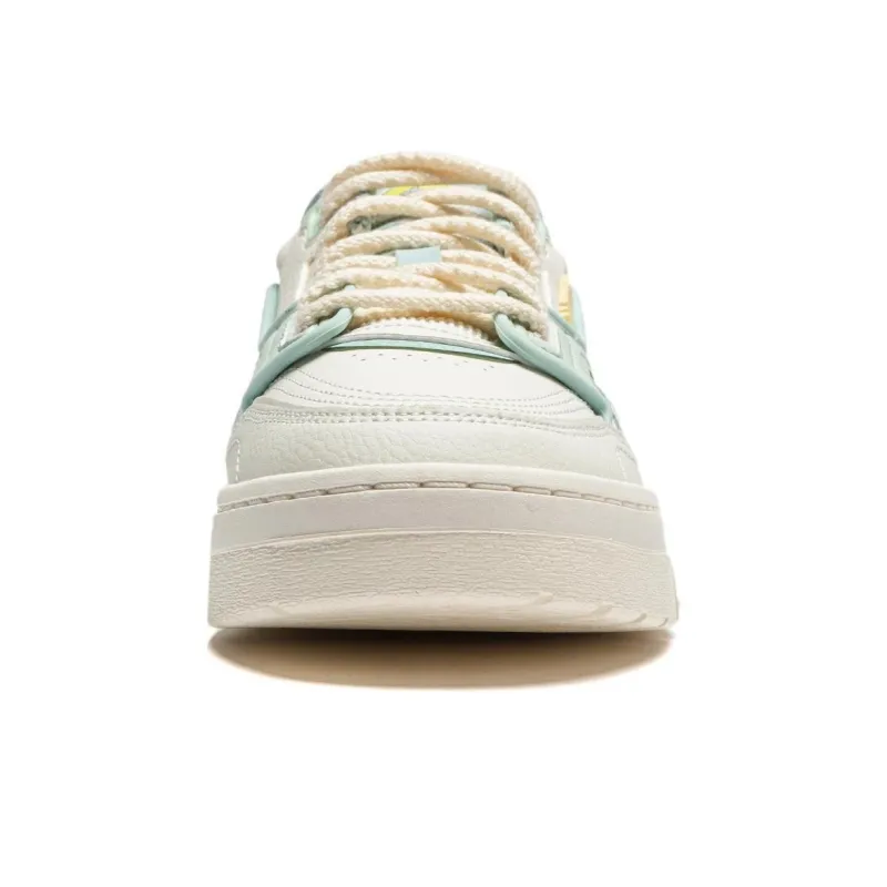 LINING 001 BTC Skateboard Shoes Women's Low Top Ivory/Light Moss Green-4