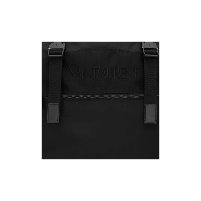 SAINT LAURENT Fabric Cow Leather Patchwork Backpack Regular Men's Black-4