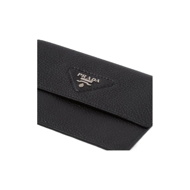 PRADA Saffiano Leather Card Holder Wallet Men's Black-4