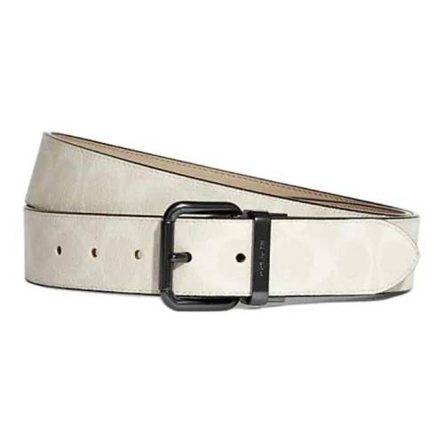 COACH Double-Sided Design Pin Buckle Leather Belts Women's White Width: 3.8CM