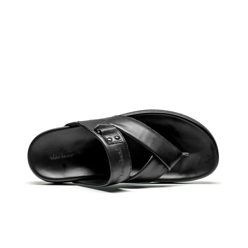 LEAVELAND Quick Dry Flip Flops Men's Black-3