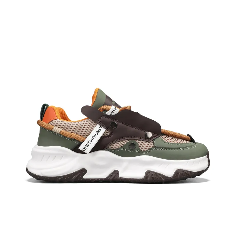 HUANQIU Abrasion Resistant Breathable Low Top Casual Shoes Men's Khaki Green-2