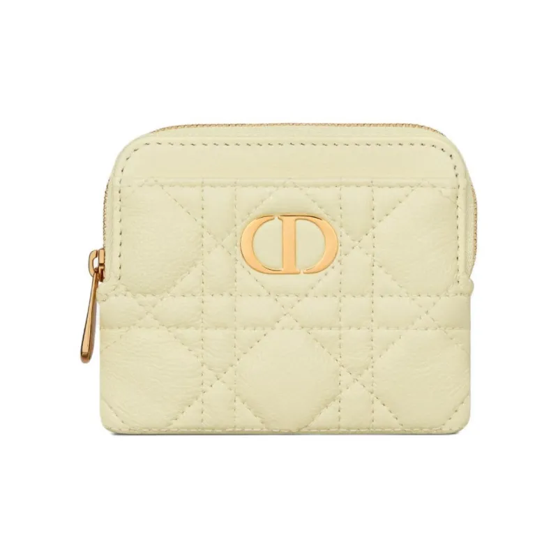 DIOR Caro Cow Leather Wallet Women's Light Yellow-0
