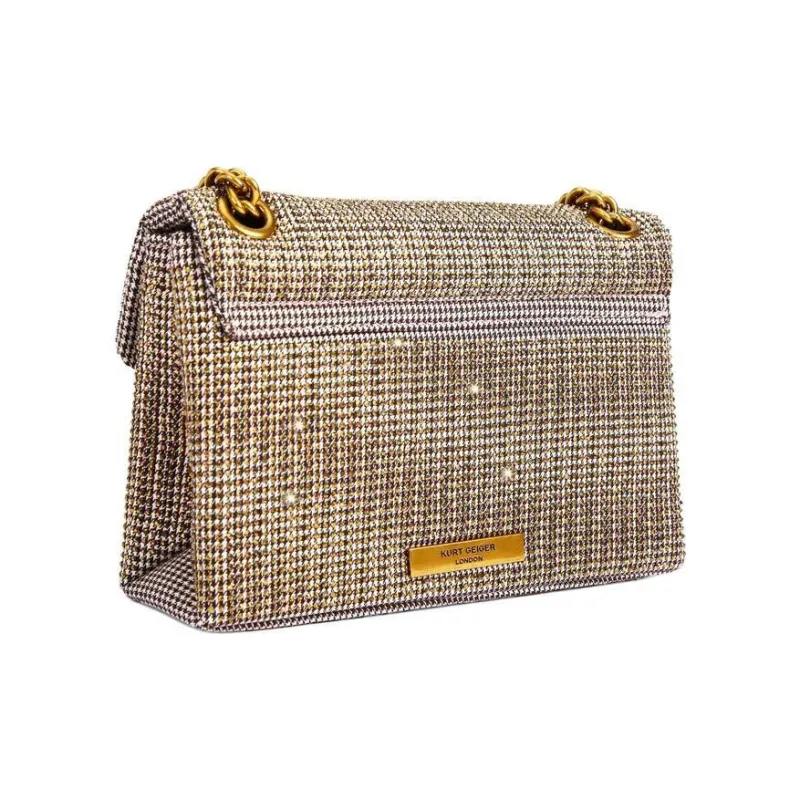 Kurt Geiger London Houndstooth Fabric Shoulder Bag Crossbody Bag Mini Women's Light Umber-3