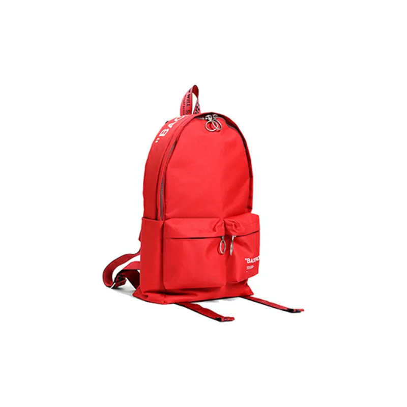 OFF WHITE Polyester Backpack Unisex Red-1