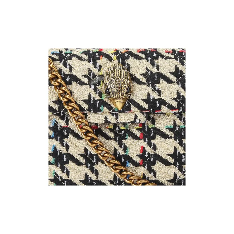 Kurt Geiger London Tweed Fabric Shoulder Bag Crossbody Bag Mini Women's Beige & Black-5