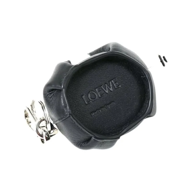 LOEWE Cow Leather Coin Purse Unisex Black/White-3