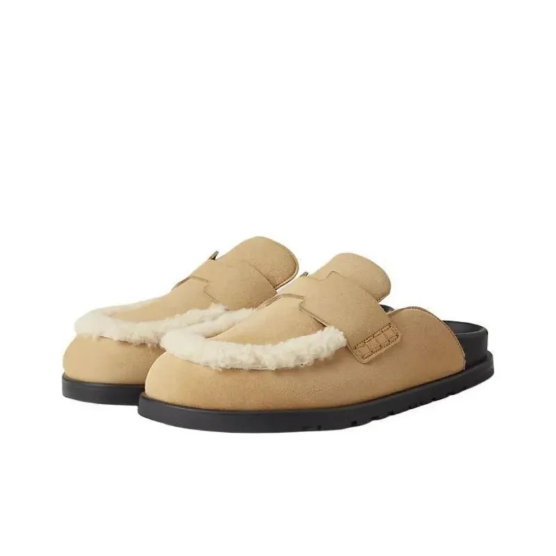 HERMES Go Wrap toe Slippers Men's Brown-3