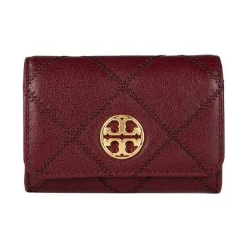 TORY BURCH TB Willa Leather Business Card Holder Wallet Regular Women's Burgundy