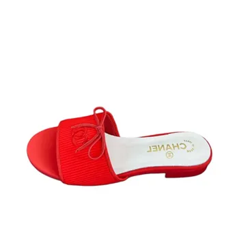 CHANEL Slip-Resistant Slide Slippers Women's Red