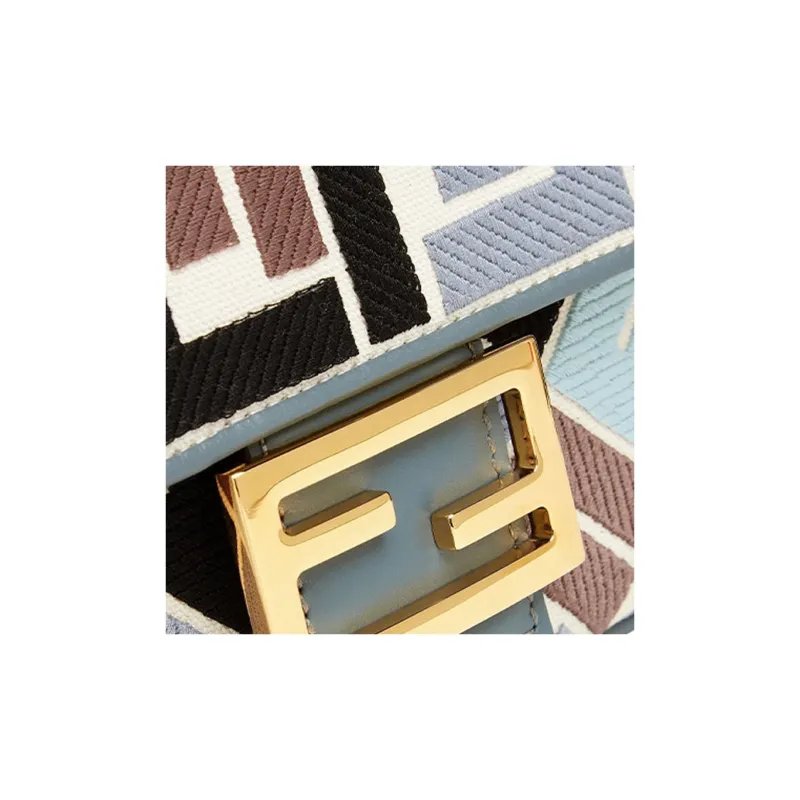 FENDI Baguette Canvas Shoulder Bag, Crossbody Bag, Handbag Medium Size Women's Multicolor-4