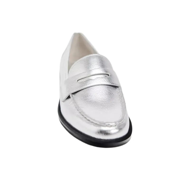 ZARA Loafers Women's Silver-3